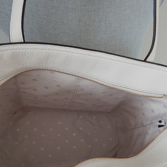 NWT Kate Spade Hayes Pebbled Leather MD Top Zip Off White Carryall Tote Bag - Picture 10 of 10